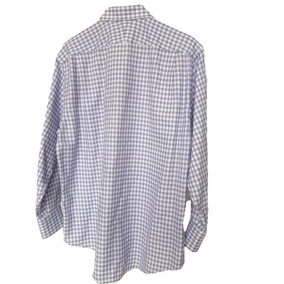 Neiman Marcus Men's Purple Gingham Check Classic Fit Button-Up Dress Shirt 16.5 - Picture 6 of 8